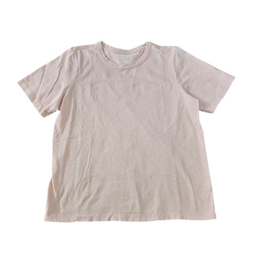 Faherty Sunwashed Organic Cotton Tee Pink Short Sleeve Crewneck Women Medium